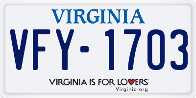 VA license plate VFY1703