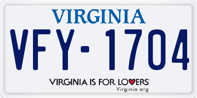 VA license plate VFY1704