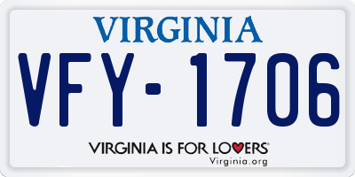 VA license plate VFY1706
