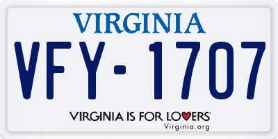 VA license plate VFY1707