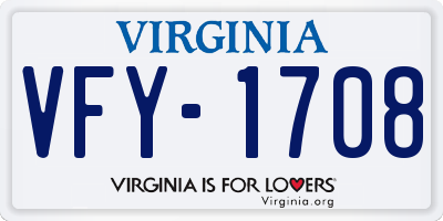 VA license plate VFY1708