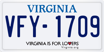 VA license plate VFY1709