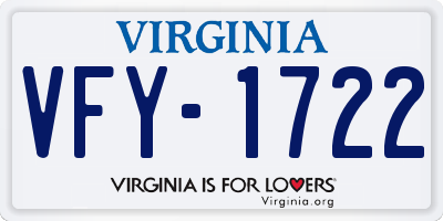 VA license plate VFY1722