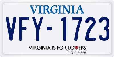 VA license plate VFY1723