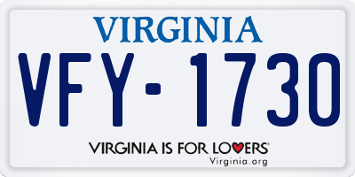 VA license plate VFY1730