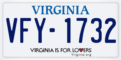 VA license plate VFY1732