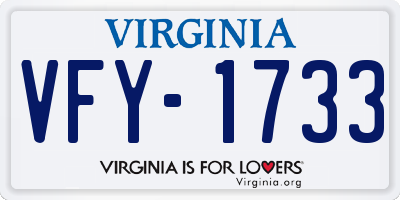 VA license plate VFY1733