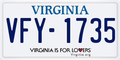 VA license plate VFY1735
