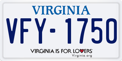 VA license plate VFY1750