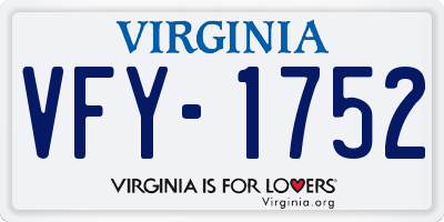 VA license plate VFY1752