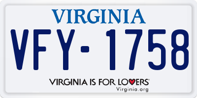 VA license plate VFY1758
