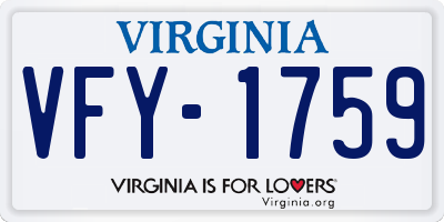VA license plate VFY1759