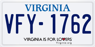 VA license plate VFY1762