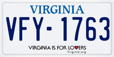 VA license plate VFY1763