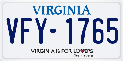 VA license plate VFY1765