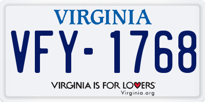VA license plate VFY1768