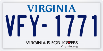 VA license plate VFY1771