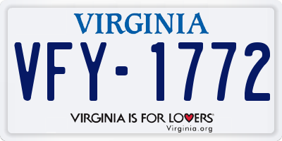 VA license plate VFY1772