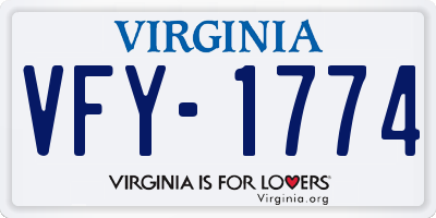 VA license plate VFY1774