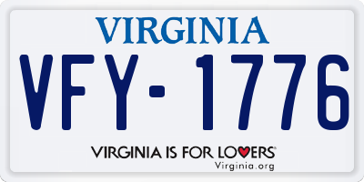 VA license plate VFY1776