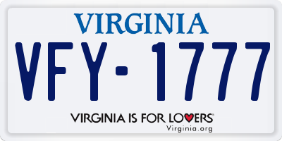 VA license plate VFY1777
