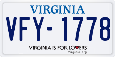 VA license plate VFY1778