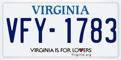 VA license plate VFY1783