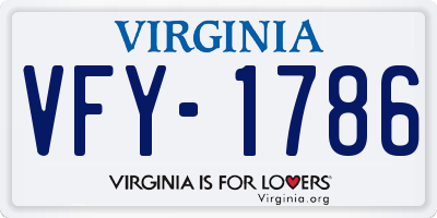 VA license plate VFY1786