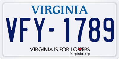 VA license plate VFY1789