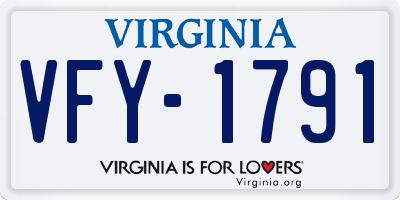 VA license plate VFY1791