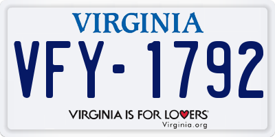 VA license plate VFY1792