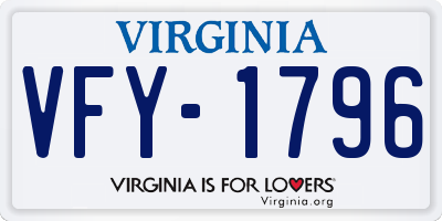 VA license plate VFY1796