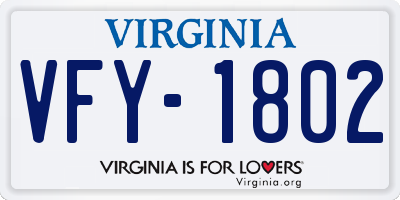 VA license plate VFY1802