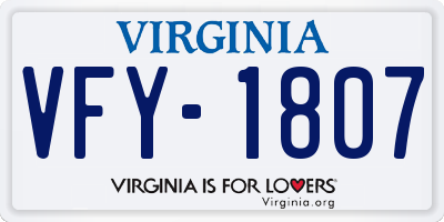 VA license plate VFY1807