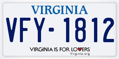 VA license plate VFY1812