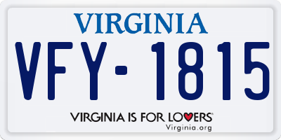 VA license plate VFY1815