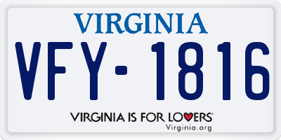VA license plate VFY1816