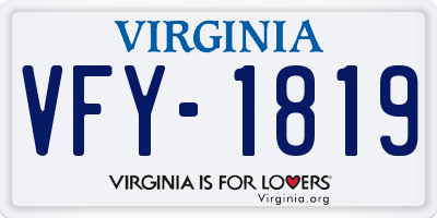 VA license plate VFY1819