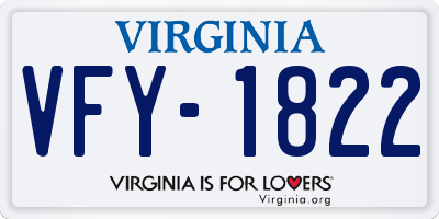 VA license plate VFY1822