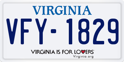 VA license plate VFY1829