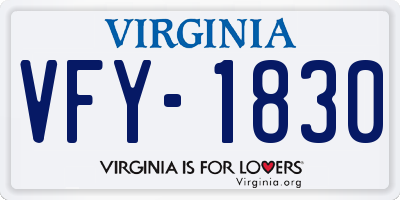 VA license plate VFY1830