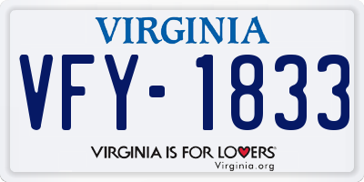 VA license plate VFY1833