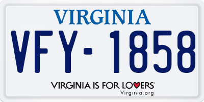 VA license plate VFY1858