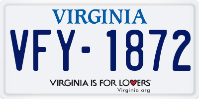 VA license plate VFY1872