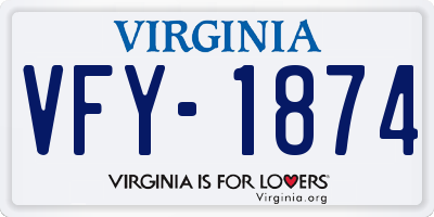 VA license plate VFY1874