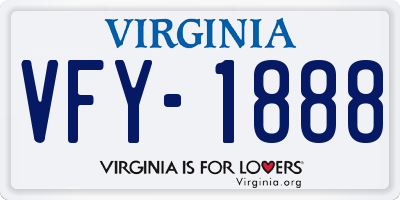 VA license plate VFY1888