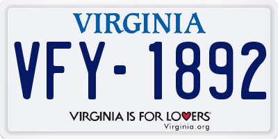 VA license plate VFY1892