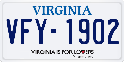 VA license plate VFY1902