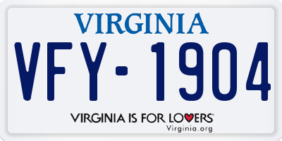 VA license plate VFY1904