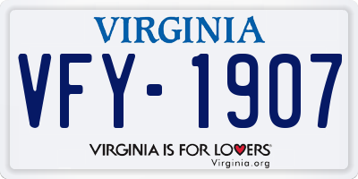 VA license plate VFY1907